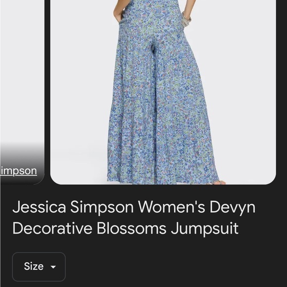 NWOT Jessica Simpson Decorative Blossoms Jumpsuit Small pastel blue - Picture 2 of 5
